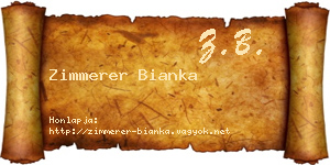 Zimmerer Bianka névjegykártya
